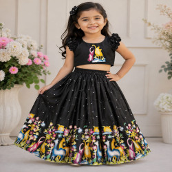 Girls Designer Printed Lehenga Choli Set